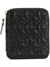 Comme Des Garçons Clover Embossed Zip Fold Wallet In Black