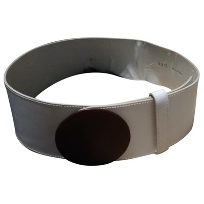 Pre-owned Krizia Leather Belt In White