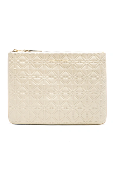Comme Des Garçons Star Embossed Pouch In Off White