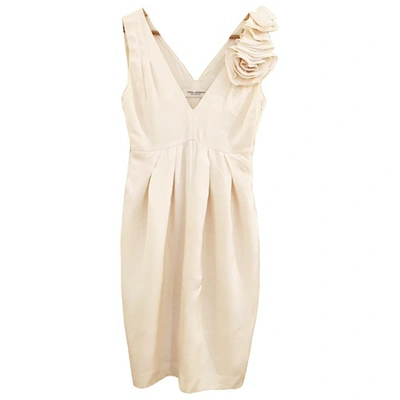 Pre-owned Tara Jarmon Silk Mid-length Dress In Beige