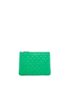 Comme Des Garçons Comme Des Garcons Clover Embossed Pouch In Green,geometric Print