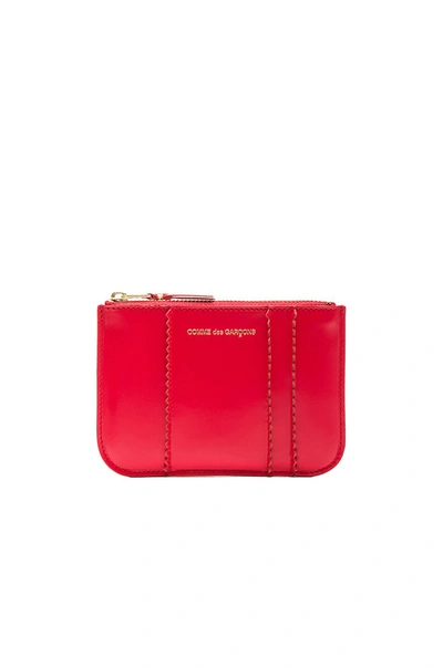 Comme Des Garçons Raised Spike Small Pouch In Red