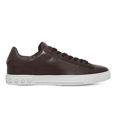Tod's Tennis Leather Sneakers In Brown