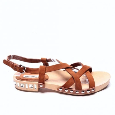 Pre-owned Miu Miu Leather Sandals In Brown