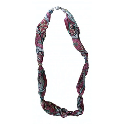 Pre-owned Etro Silk Necklace In Pink