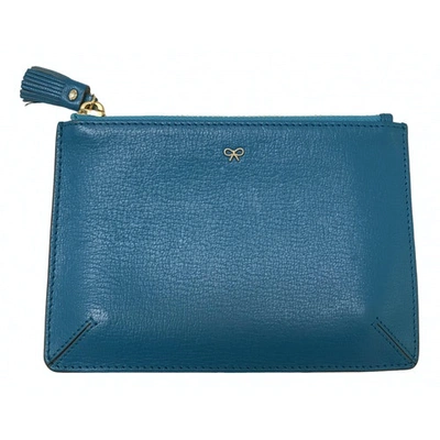 Pre-owned Anya Hindmarch Leather Clutch Bag In Blue