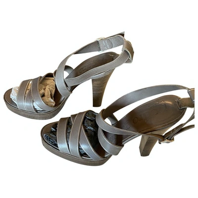 Pre-owned Pedro Garcia Leather Sandal In Grey