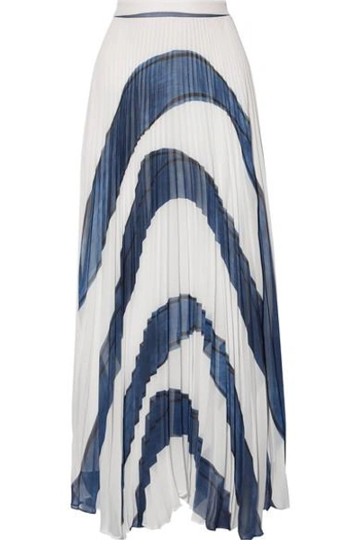 Alice And Olivia 'shannon' Stripe Print Plissé Pleated Chiffon Skirt In Painted Abstract Stripe