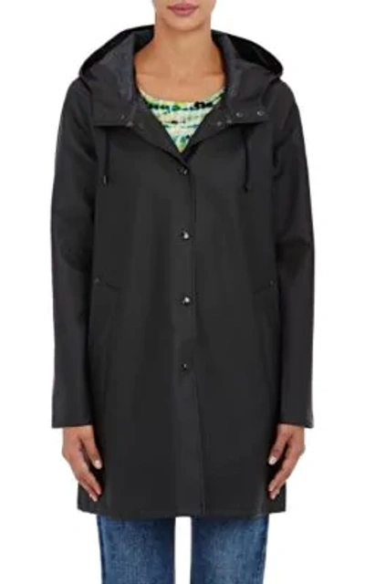 Stutterheim Mosebacke Rubberized Hooded Raincoat In Black