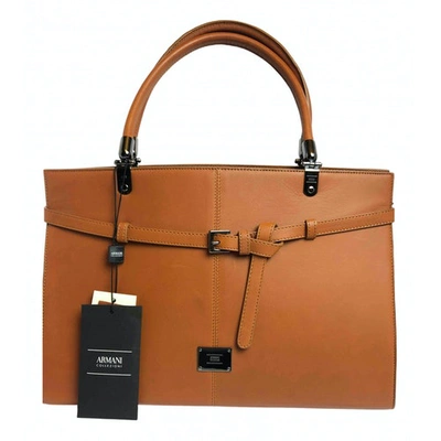 Pre-owned Armani Collezioni Leather Handbag In Camel