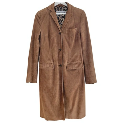 Pre-owned Dolce & Gabbana Brown Suede Coat