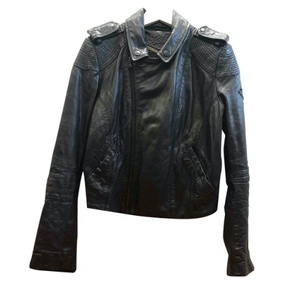 Pre-owned Diesel Leather Biker Jacket In Black
