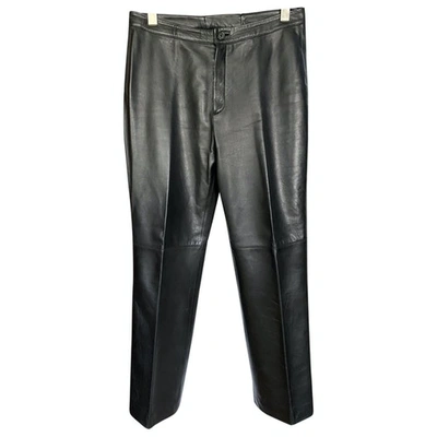 Pre-owned Burberry Leather Straight Pants In Black