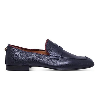 Gucci Valentin Leather Loafers In Navy