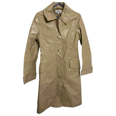 Pre-owned Hoss Intropia Leather Coat In Beige