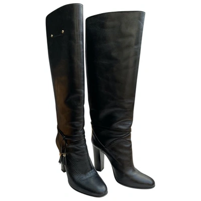 Pre-owned Elisabetta Franchi Leather Boots In Black