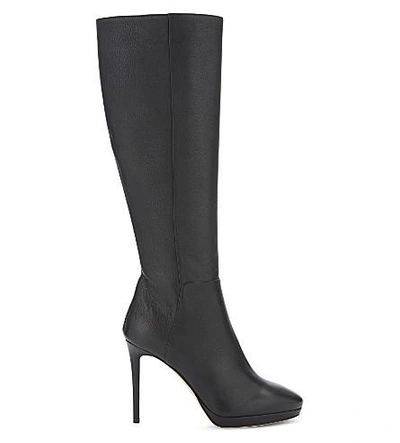 Jimmy Choo Hoxton 100 Grainy Calf Leather Knee-high Boots In Black
