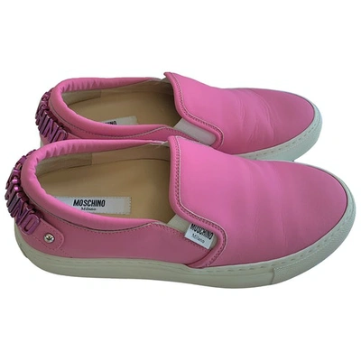 Pre-owned Moschino Cloth Trainers In Pink