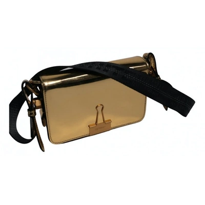Pre-owned Off-white Binder Gold Patent Leather Handbag