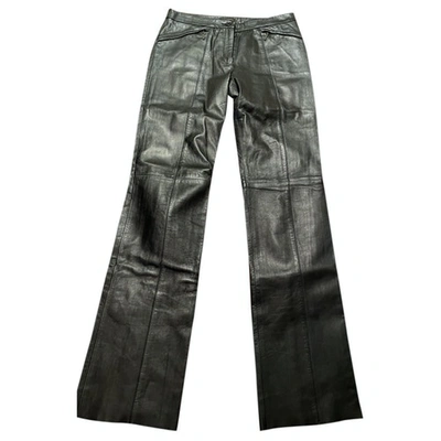 Pre-owned Bcbg Max Azria Leather Trousers In Black