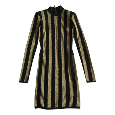Pre-owned Balmain Wool Mini Dress In Gold