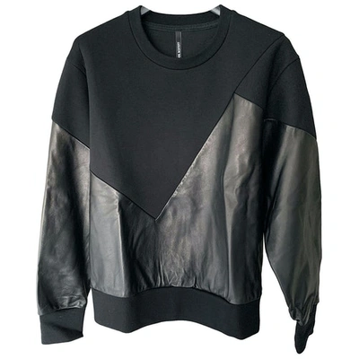 Pre-owned Neil Barrett Leather Sweatshirt In Black
