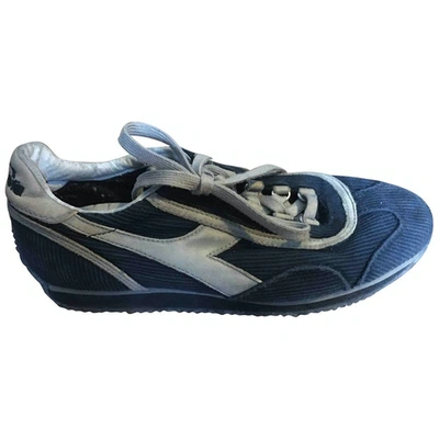 Pre-owned Diadora Low Trainers In Blue