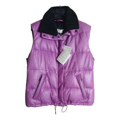 Pre-owned Cruciani Leather Jacket In Purple