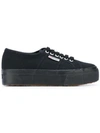 Superga 2790 Black Flatform 4cm Sneakers In Full Black