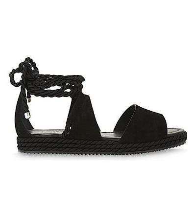 Whistles Mimosa Suede Flatform Sandals In Black