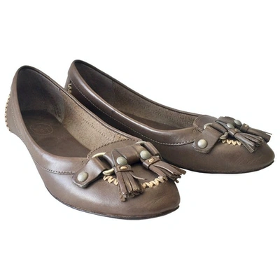 Pre-owned Ash Leather Ballet Flats In Khaki