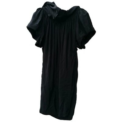 Pre-owned Allsaints Silk Mid-length Dress In Black