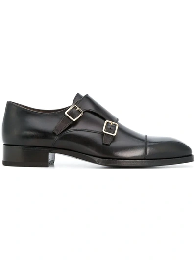 Tom Ford Double Strap Monk Shoes In Black