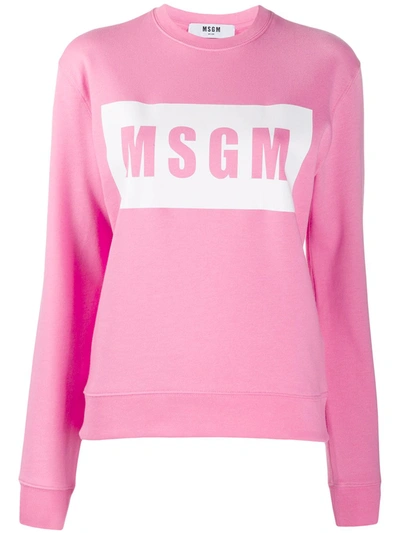 Msgm Logo Box Sweatshirt In Pink