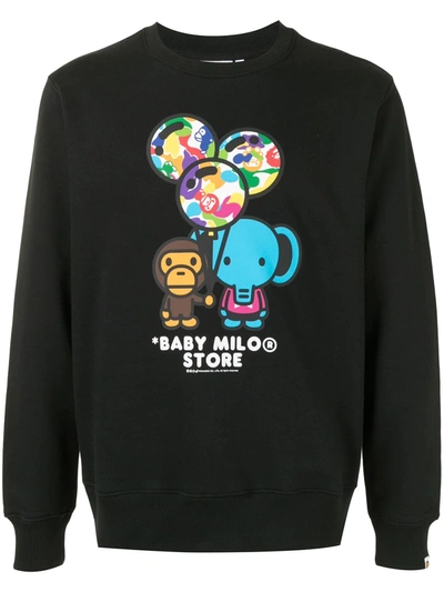 *baby Milo® Store By *a Bathing Ape® Logo-print Long-sleeve Sweatshirt In Black
