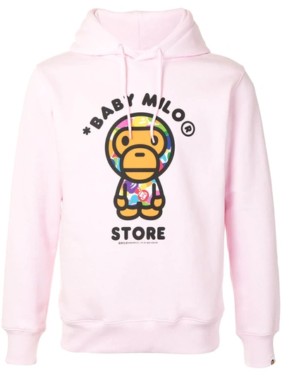 *baby Milo® Store By *a Bathing Ape® Logo-print Drawstring Hoodie In Pink