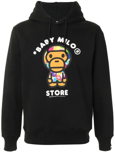 *baby Milo® Store By *a Bathing Ape® Logo-print Drawstring Hoodie In Black