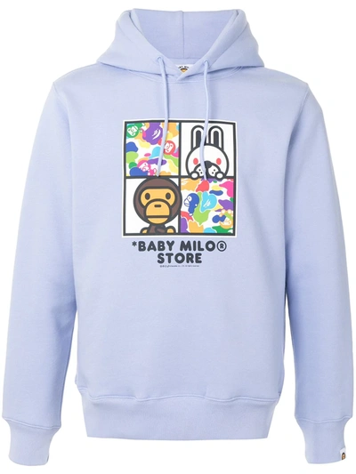 *baby Milo® Store By *a Bathing Ape® Logo-print Drawstring Hoodie In Blue