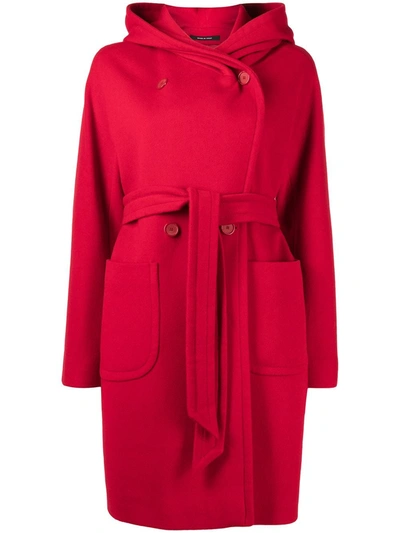 Tagliatore Belted Wrap Coat In Red