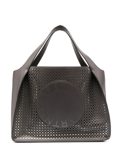 Stella Mccartney Stella Logo Perforated Tote Bag In Grey