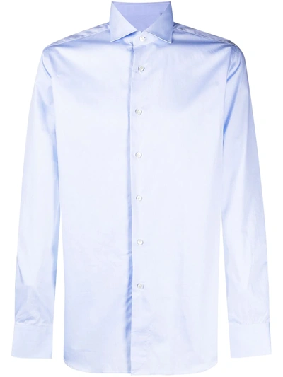 Xacus Spread-collar Cotton Shirt In Blue