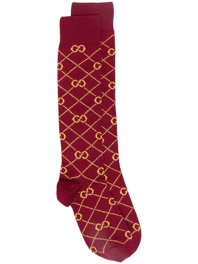 Gucci Gg Intarsia-knit Socks In Red