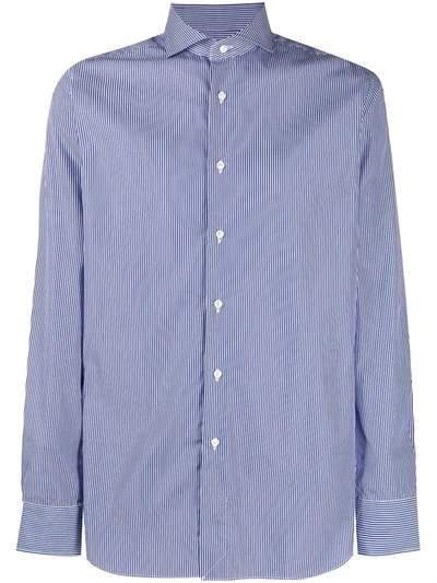 Xacus Pinstripe Cotton Shirt In Blue