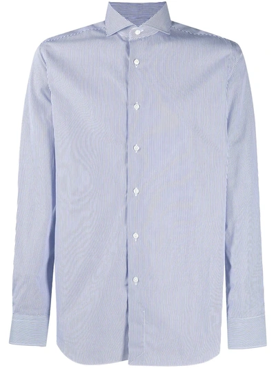 Xacus Pinstripe Cotton Shirt In Blue