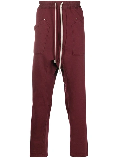 Rick Owens Drkshdw Drop-crotch Track Trousers In Red
