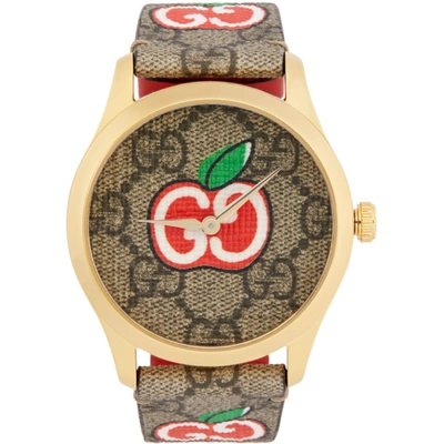 Gucci Gold & Brown Valentine's Day G-timeless Watch In 9894 Brown