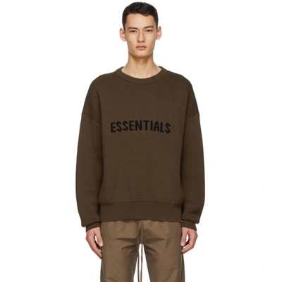 Essentials Ssense Exclusive Brown Logo Sweater In Rain Drum