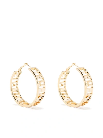 Vetements Logo-hoop Earrings In Gold