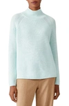 Eileen Fisher Raglan Sleeve Merino Wool Turtleneck Sweater In Clearwater