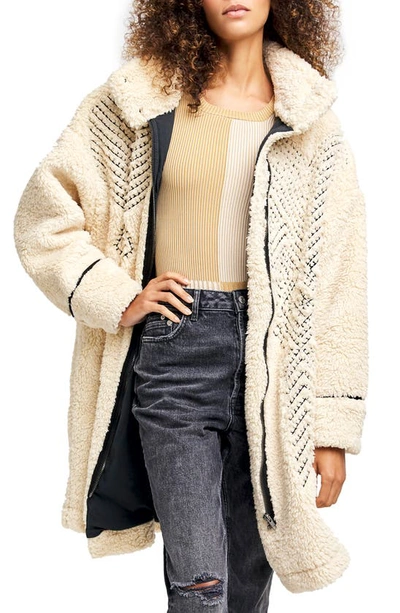 FREE PEOPLE AVERY EMBROIDERED TEDDY COAT OB1207185